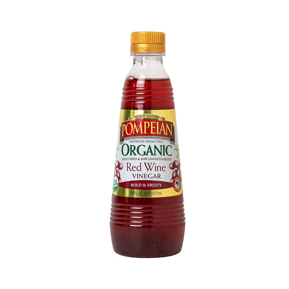 230527212608072_1 Pompeian Gourmet Organic Red Wine Vinegar, Unfiltered & Unpasteurized, Perfect for Marinades, Salad Dressings, 16 FL. OZ., Pack of 6 - Image 1